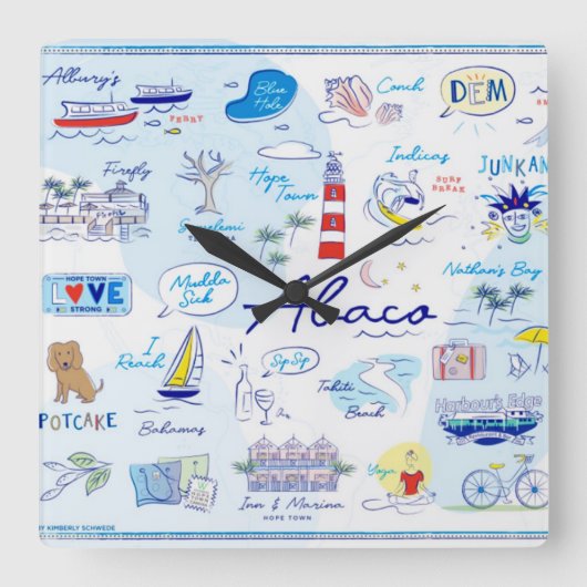 Wall Clock- ABC's of Hope Town Quadratische Wanduhr (Vorderseite)