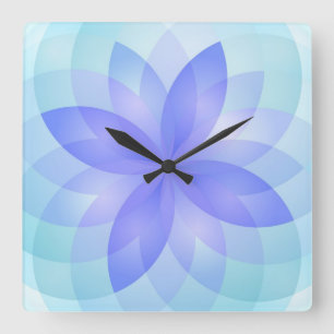 Wall Clock Abstract Lotus Flower Quadratische Wanduhr