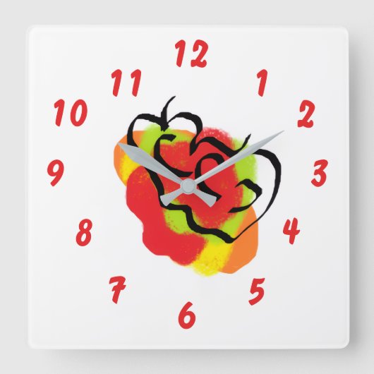 Wall Clock : Apple Fresh Quadratische Wanduhr (Vorderseite)