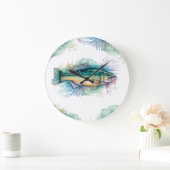 Wall Clock - Aquarellfarbenserie: Bass Große Wanduhr (Zuhause)