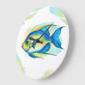 Wall Clock - Aquarellreihe: Angelfish Große Wanduhr (Winkel)