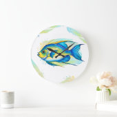 Wall Clock - Aquarellreihe: Angelfish Große Wanduhr (Zuhause)