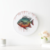 Wall Clock - Aquarellreihe: Piranha Große Wanduhr (Zuhause)