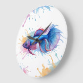 Wall Clock - Aquatercolor Serie: Betta Fish Große Wanduhr (Winkel)