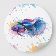 Wall Clock - Aquatercolor Serie: Betta Fish