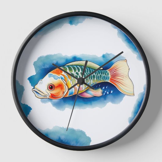 Wall Clock - Aquatercolor Serie: Koi Fish Uhr (Vorderseite)