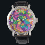 Wall Clock Armbanduhr<br><div class="desc">Colorful Exotic Floral Pattern-23148</div>