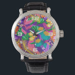Wall Clock Armbanduhr<br><div class="desc">Colorful Exotic Floral Pattern-23148</div>