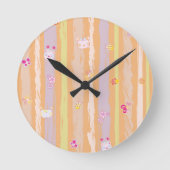 Wall Clock – Baby Joy & Creatures Pastel Animal Runde Wanduhr (Vorderseite)