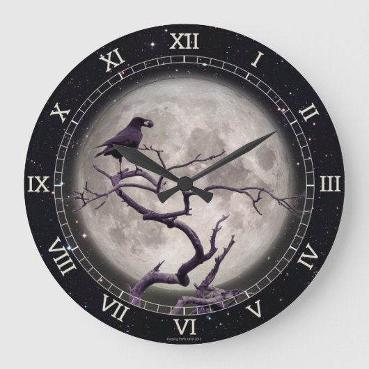 Wall Clock bei der nächtlichen, raven Tree Gothasy Große Wanduhr (Vorderseite)