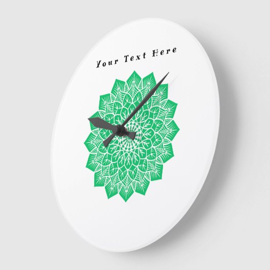 Wall Clock Benutzerdefiniert Text hier Text Grün B Große Wanduhr (Winkel)