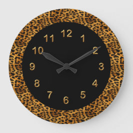 Wall Clock Black Leopard Print Animal Große Wanduhr