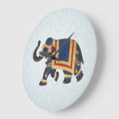 Wall Clock Blue Perle Gold Elephant Große Wanduhr (Winkel)