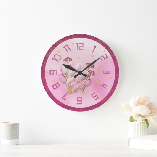 Wall Clock - Blume mit verzauberten Farben Große Wanduhr (Zuhause)