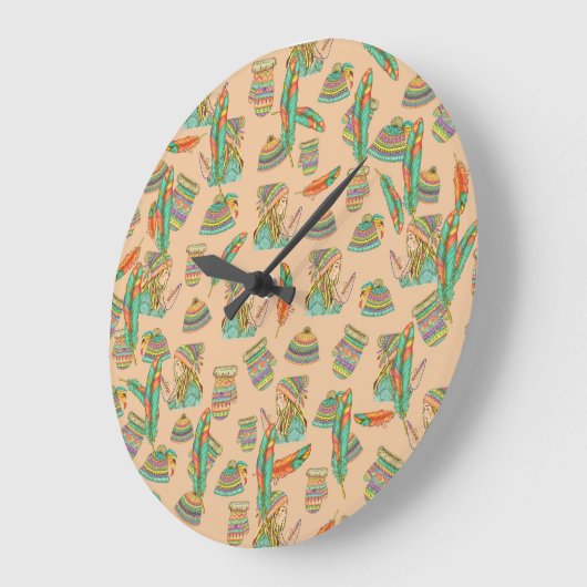 Wall Clock Boho Hat Girl Große Wanduhr (Winkel)