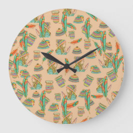 Wall Clock Boho Hat Girl Große Wanduhr