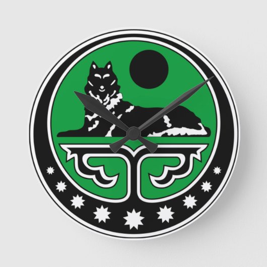Wall Clock Chechen Wolf Runde Wanduhr (Vorderseite)