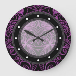 Wall Clock Drawing floral abstract Große Wanduhr