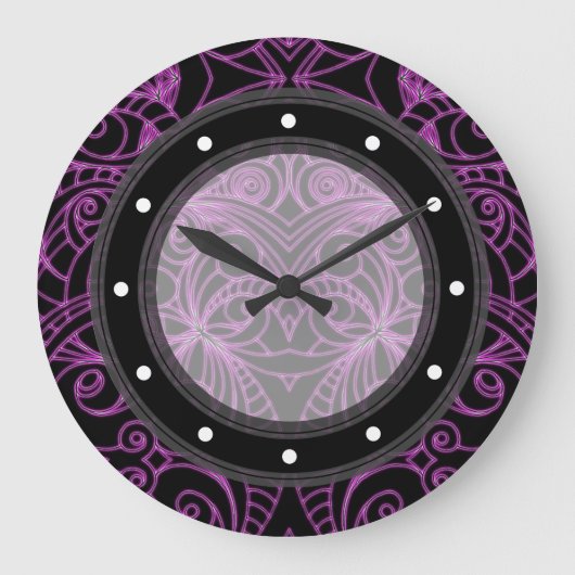 Wall Clock Drawing floral abstract Große Wanduhr (Vorderseite)