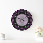 Wall Clock Drawing floral abstract Große Wanduhr (Zuhause)