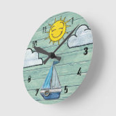 Wall clock Driftwood Beach + number.Jade Medium Runde Wanduhr (Winkel)