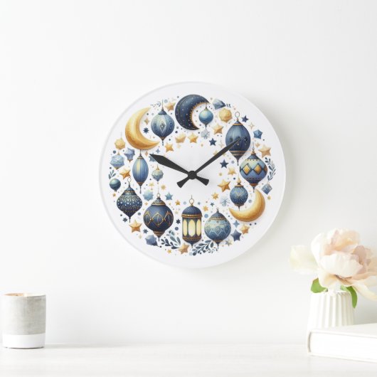 Wall Clock-Eid Mubarak Wreath Wall Clock Große Wanduhr (Zuhause)