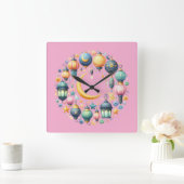 Wall Clock-Eid Mubarak Wreath Wall Clock Quadratische Wanduhr (Zuhause)