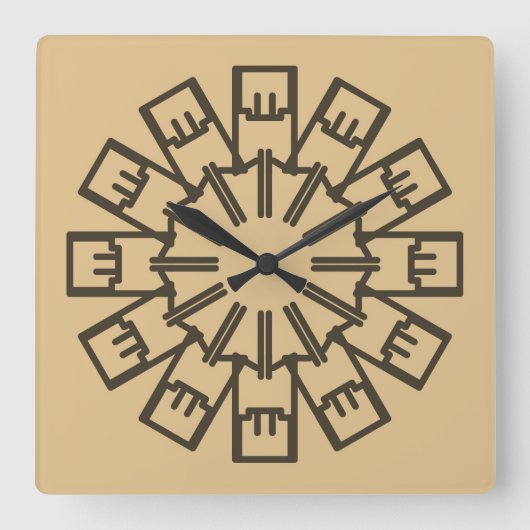 Wall Clock, Ein elegantes, vielfarbiges klassische Quadratische Wanduhr (Vorderseite)