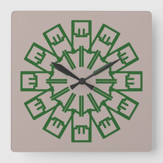 Wall Clock, Ein elegantes, vielfarbiges klassische Quadratische Wanduhr (Vorderseite)