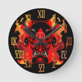 Wall Clock Evil Samurai  Runde Wanduhr (Vorderseite)