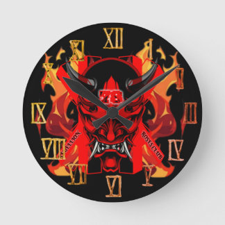 Wall Clock Evil Samurai  Runde Wanduhr