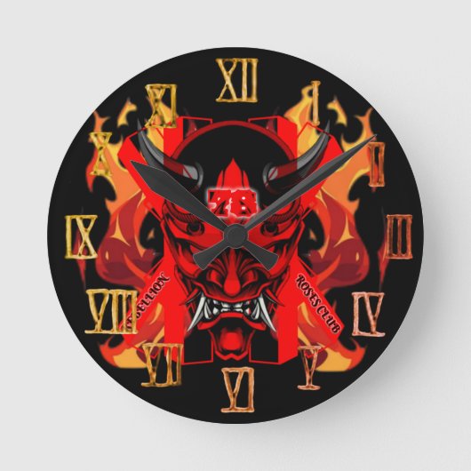 Wall Clock Evil Samurai  Runde Wanduhr (Vorderseite)