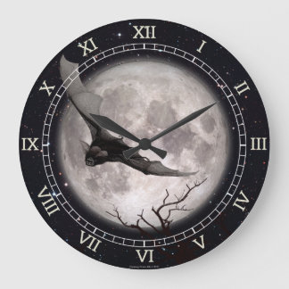 Wall Clock Flying Bat, Full Moon, Gothic, Vampire Große Wanduhr