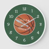 Wall Clock for Basketball Fan personalize Große Wanduhr (Vorderseite)