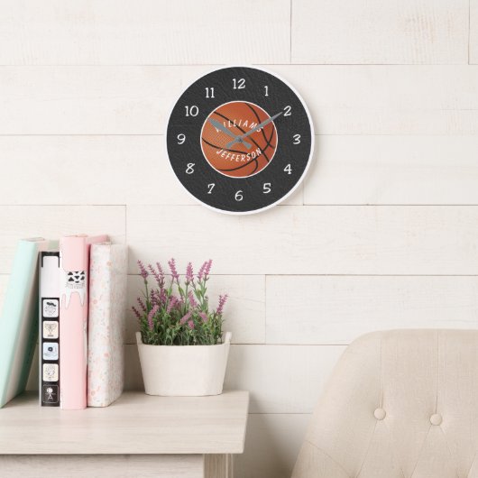 Wall Clock for Basketball Fan personalize Große Wanduhr (Lesesaal)