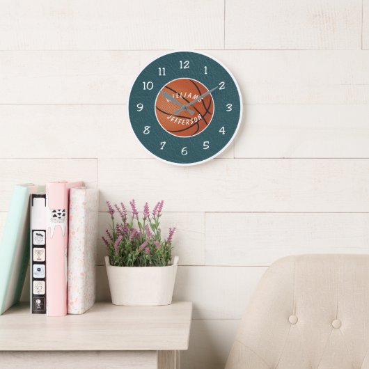 Wall Clock for Basketball Fan personalize Große Wanduhr (Lesesaal)