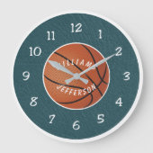 Wall Clock for Basketball Fan personalize Große Wanduhr (Vorderseite)