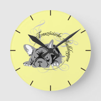 Wall Clock French Bulldog Runde Wanduhr