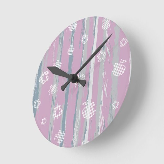 Wall Clock – Gingham Orchard Runde Wanduhr (Winkel)