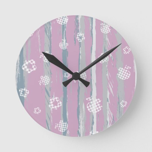 Wall Clock – Gingham Orchard Runde Wanduhr (Vorderseite)