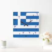 Wall Clock / griechische Flagge Quadratische Wanduhr (Zuhause)