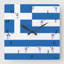 Wall Clock / griechische Flagge Quadratische Wanduhr