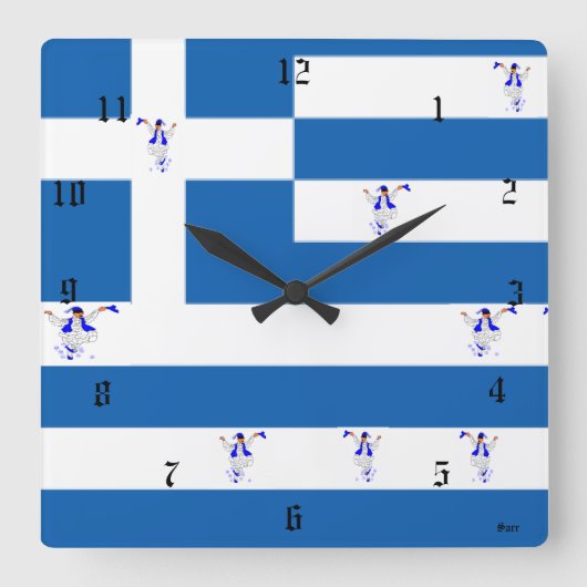 Wall Clock / griechische Flagge Quadratische Wanduhr (Vorderseite)