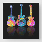 WALL CLOCK - GUITAR REFLEXECTS QUADRATISCHE WANDUHR (Vorderseite)