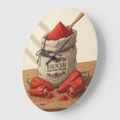 Wall Clock Hungarian Kalocsai Paprika Spice Art Große Wanduhr (Winkel)