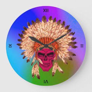 Wall Clock Indischer Schädel Große Wanduhr