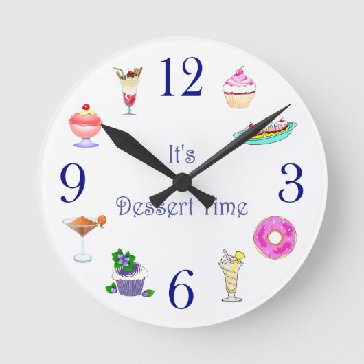 Wall Clock - It's Dessert Time Runde Wanduhr (Vorderseite)