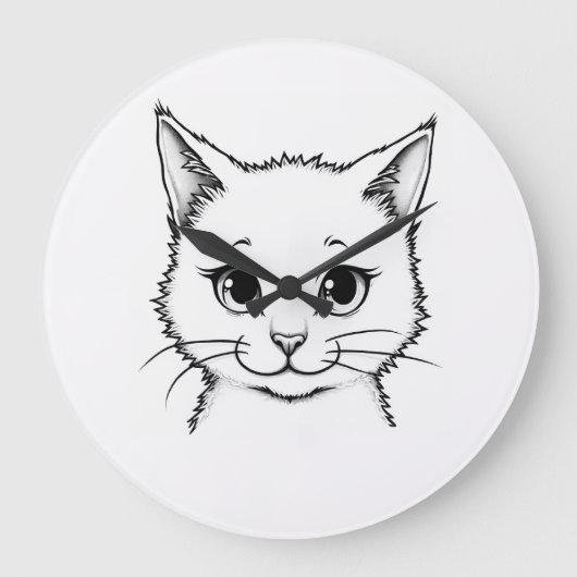 Wall Clock - Katze, Kitt Große Wanduhr (Vorderseite)