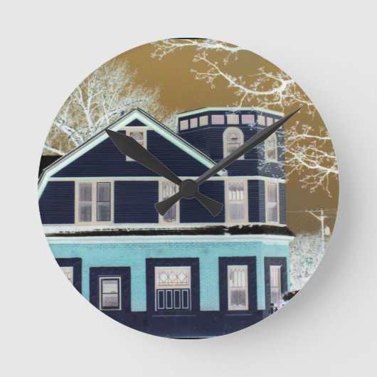 WALL CLOCK L@@K Retro OLD HOUSE Runde Wanduhr (Vorderseite)