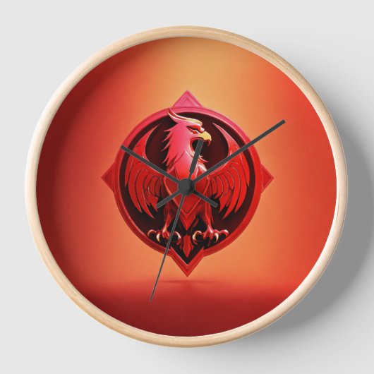 Wall clock  Majestic Red Eagle Emblem  Uhr (Vorderseite)